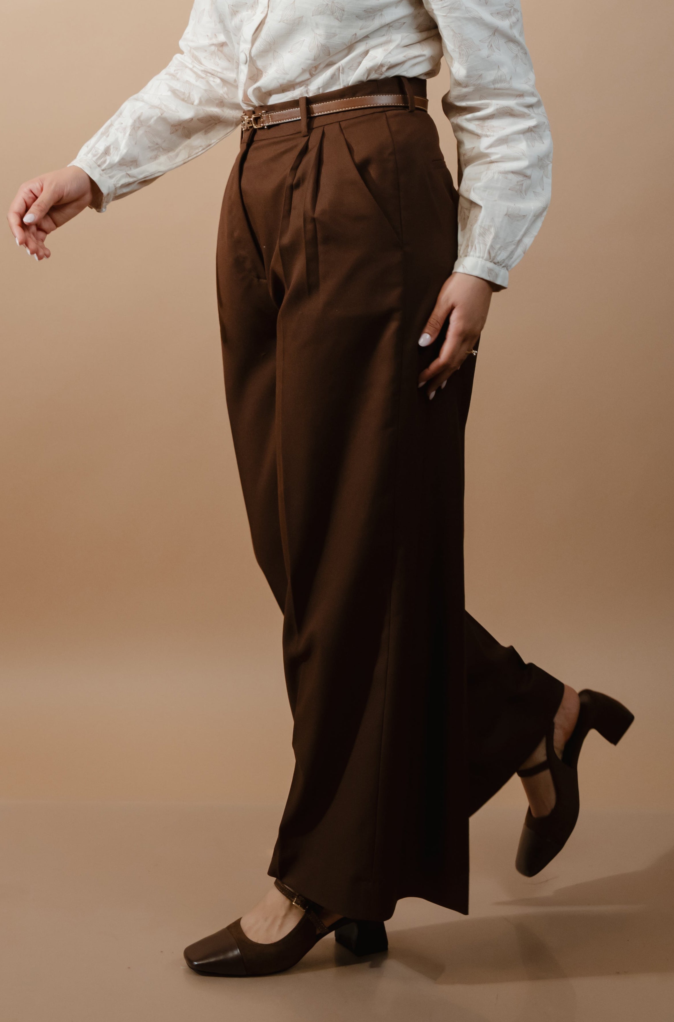 The Prime Trousers | Textured Double-Pleated Wide-Leg Trousers – OLKA